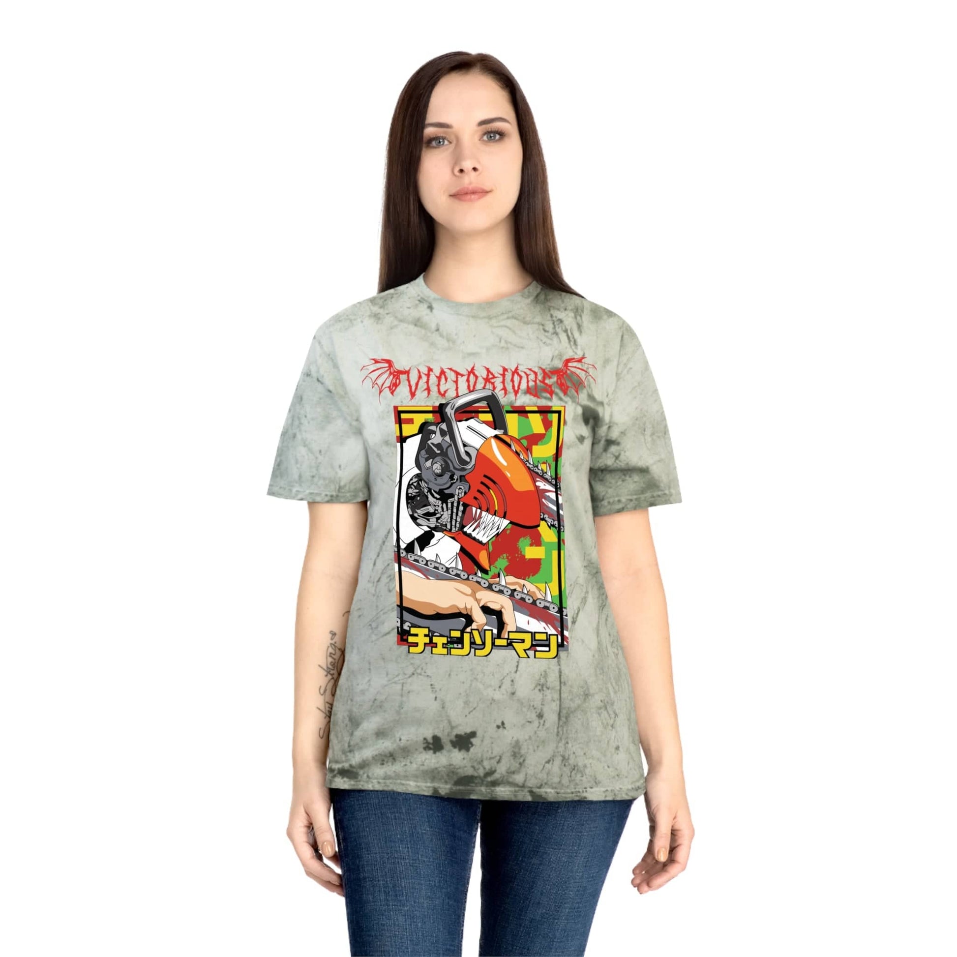 T-Shirt Anime Chainsaw Man Denji (Full Throttle) - Tie Dye Vintage Style T-shirt