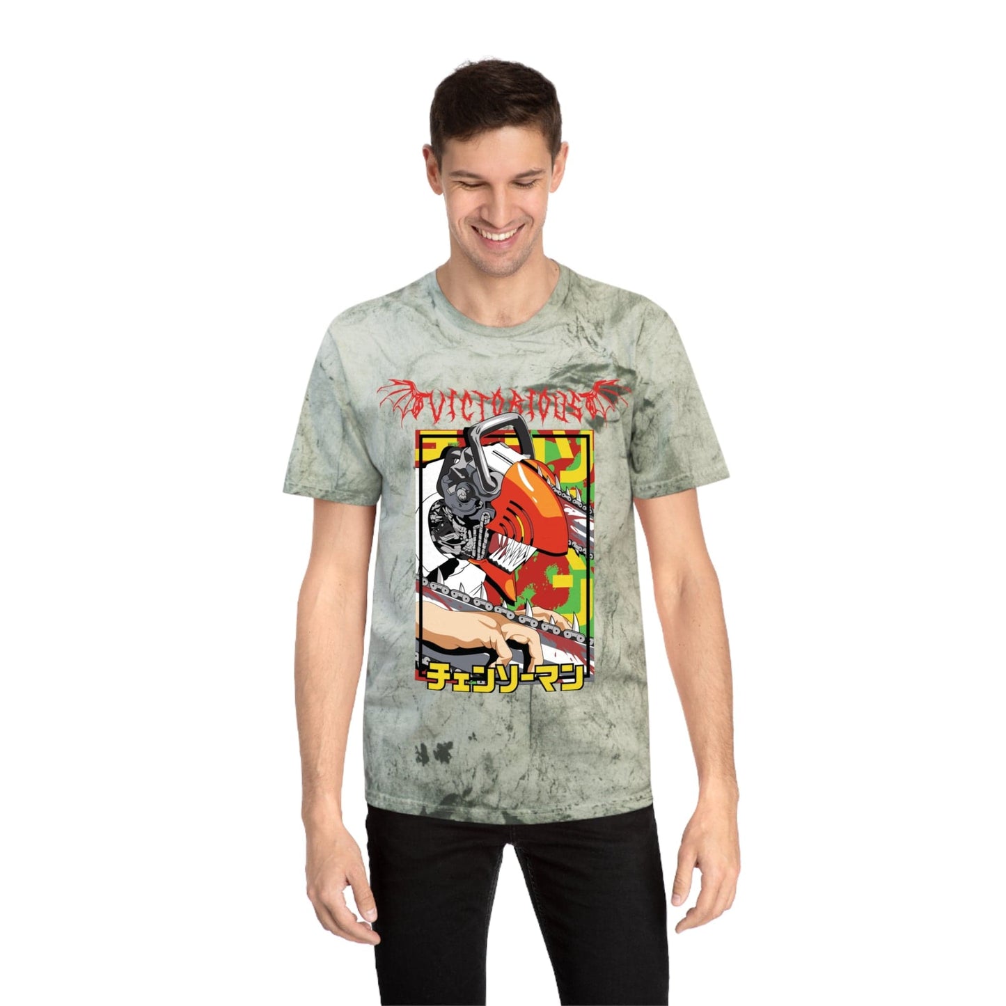 T-Shirt Anime Chainsaw Man Denji (Full Throttle) - Tie Dye Vintage Style T-shirt