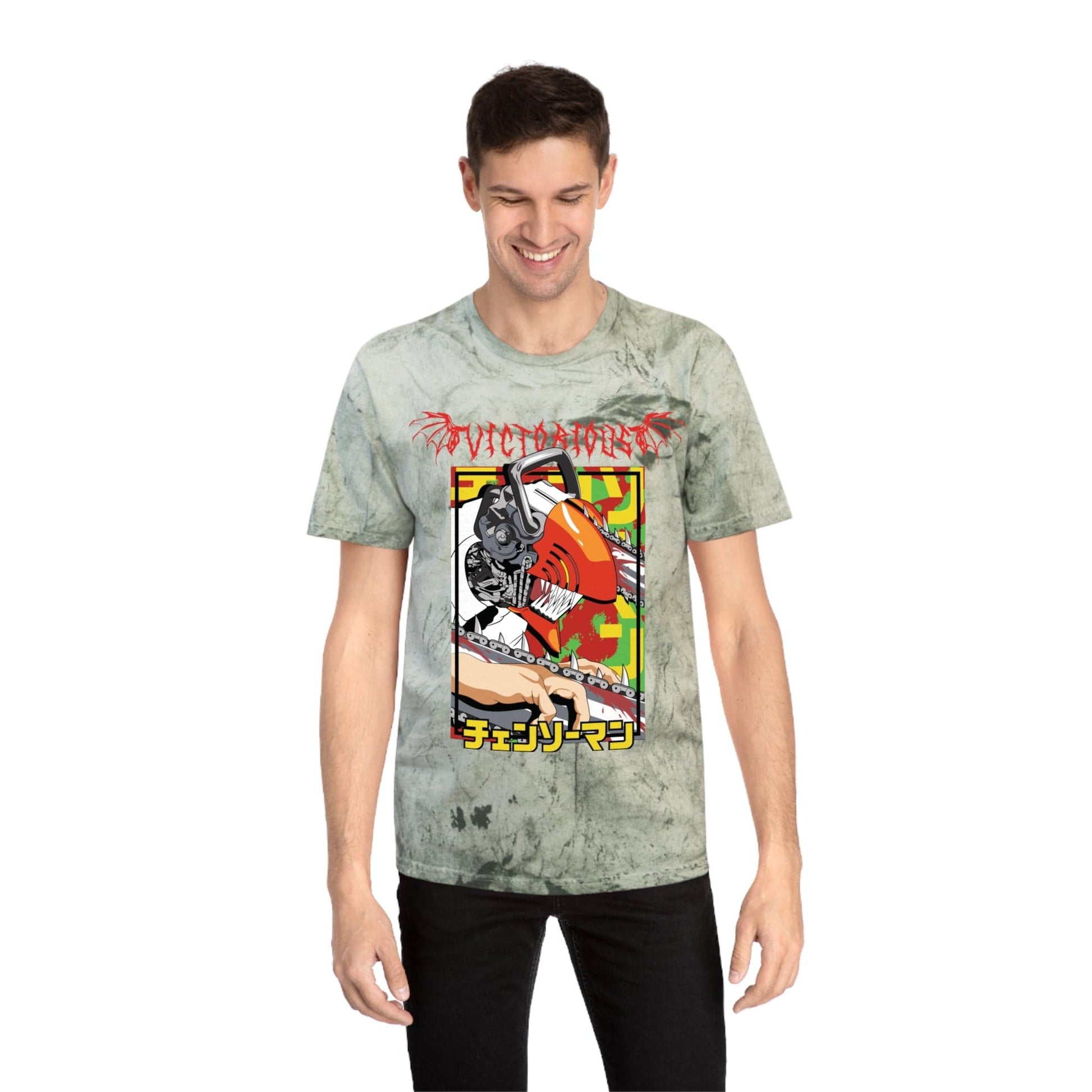 T-Shirt Anime Chainsaw Man Denji (Full Throttle) - Tie Dye Vintage Style T-shirt