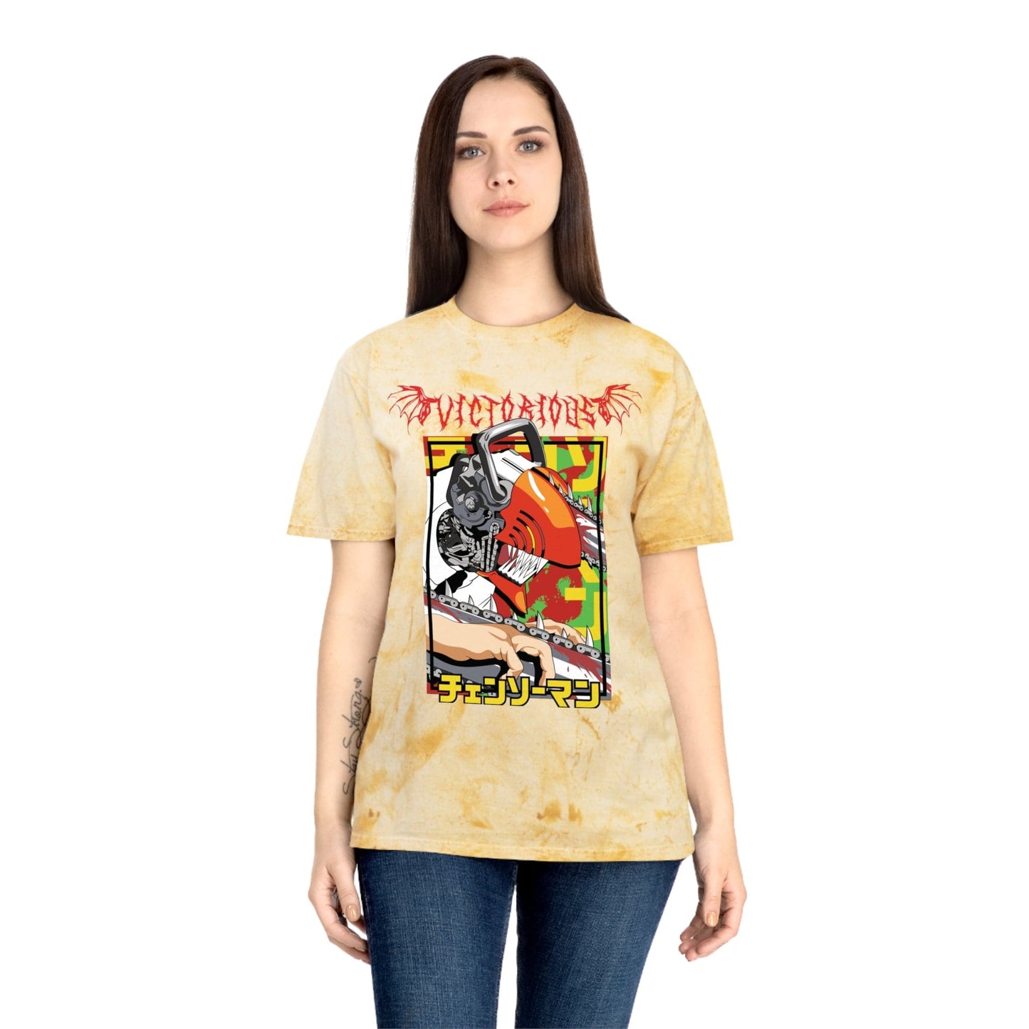 T-Shirt Anime Chainsaw Man Denji (Full Throttle) - Tie Dye Vintage Style T-shirt