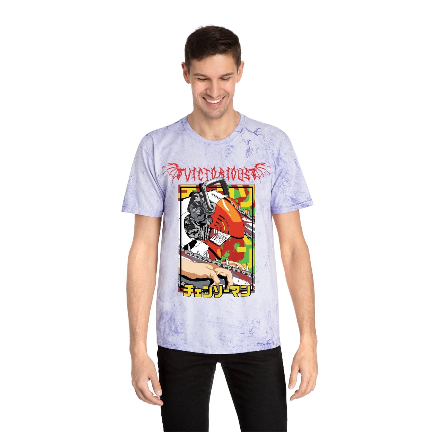 T-Shirt Anime Chainsaw Man Denji (Full Throttle) - Tie Dye Vintage Style T-shirt