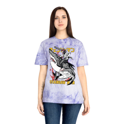 T-Shirt Anime Chainsaw Man (Denji Shark Saw Rampage) T-shirt - Tie Dye Style - Vintage