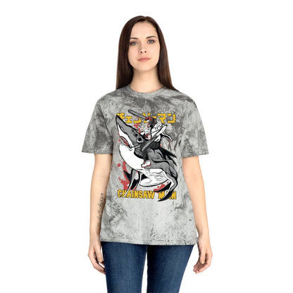T-Shirt Anime Chainsaw Man (Denji Shark Saw Rampage) T-shirt - Tie Dye Style - Vintage