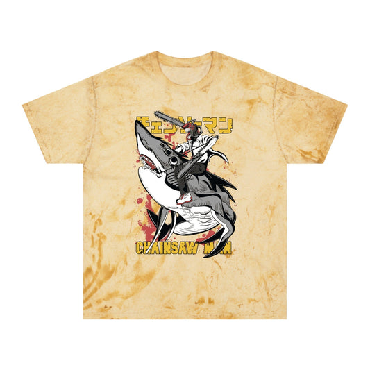 T-Shirt Citrine / S Anime Chainsaw Man (Denji Shark Saw Rampage) T-shirt - Tie Dye Style - Vintage