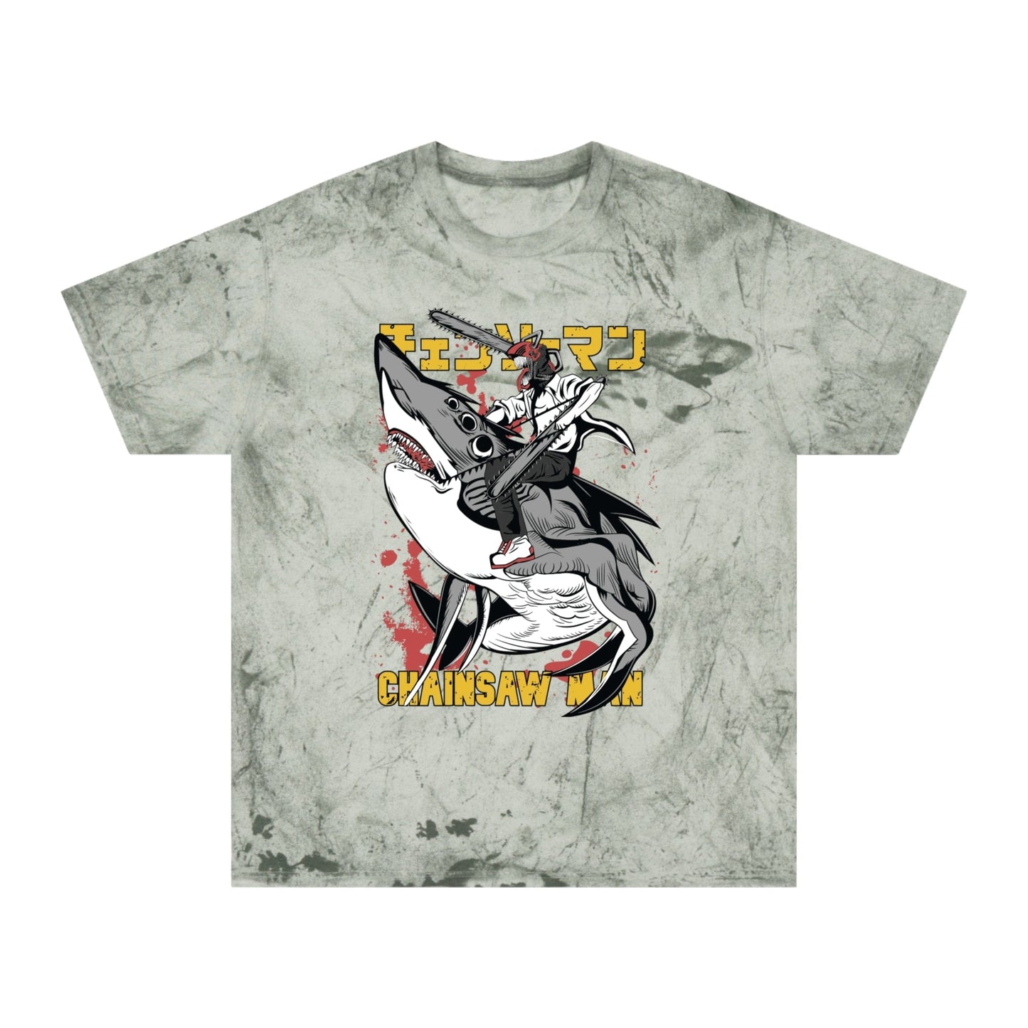 T-Shirt Fern / S Anime Chainsaw Man (Denji Shark Saw Rampage) T-shirt - Tie Dye Style - Vintage