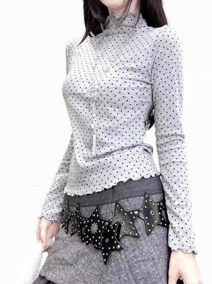 T-shirt / S Kpop Idol Grunge Furry Shortalls with Belt / Vintage Gray Knit Rompers