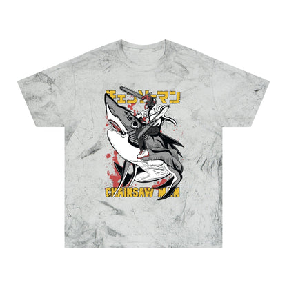 T-Shirt Smoke / S Anime Chainsaw Man (Denji Shark Saw Rampage) T-shirt - Tie Dye Style - Vintage
