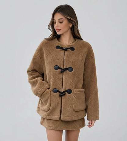 Teddy Jacket / Round Collar Plush Fleece Short Coat