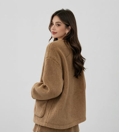 Teddy Jacket / Round Collar Plush Fleece Short Coat