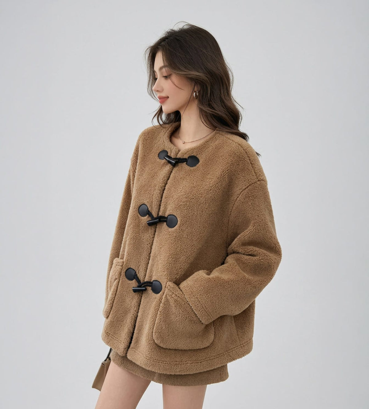 Teddy Jacket / Round Collar Plush Fleece Short Coat