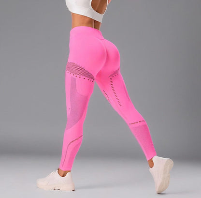 Unique Mesh Design Leggings / Fuchsia/ Contouring/ Flattering/ Seamless High-Performance / Victorious AetherSwift Model