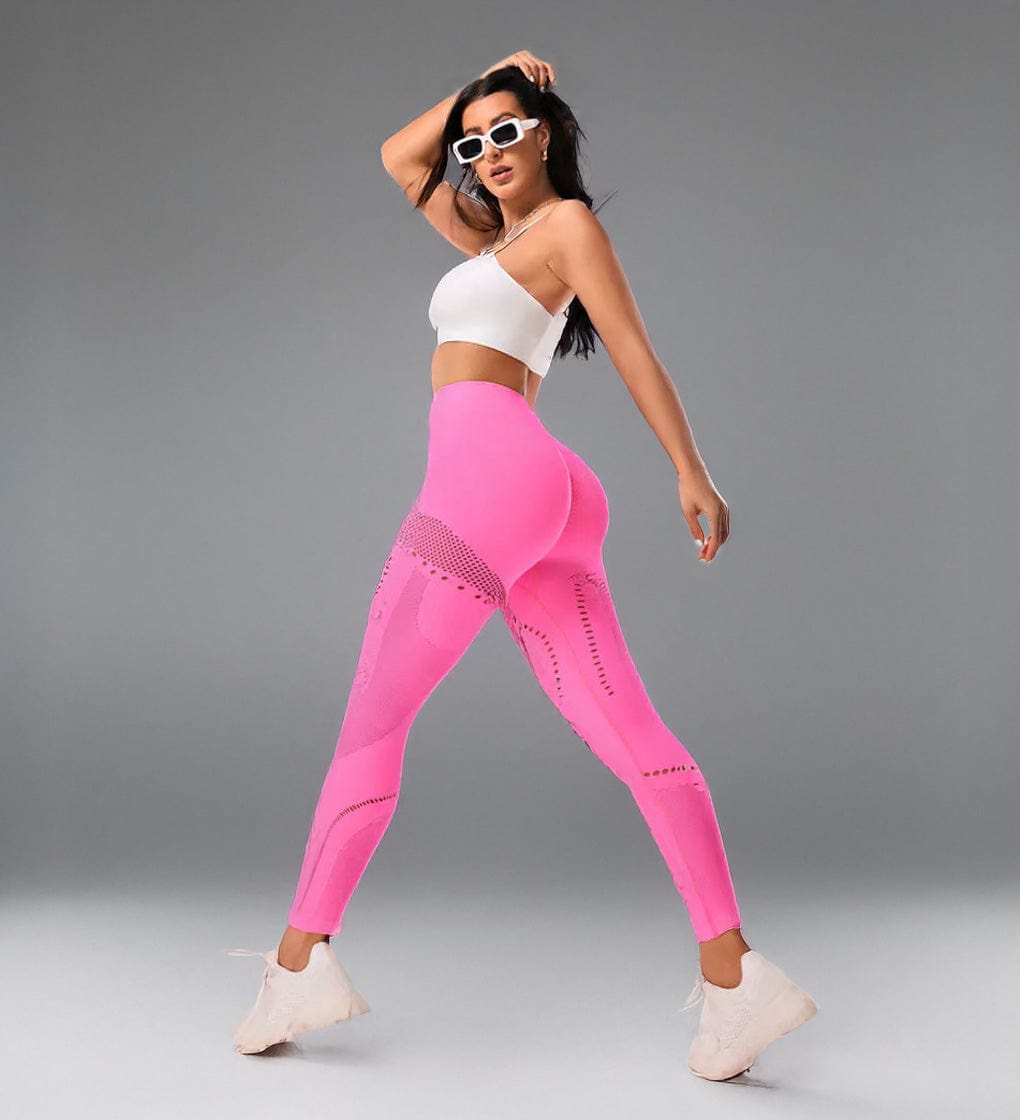 Unique Mesh Design Leggings / Fuchsia/ Contouring/ Flattering/ Seamless High-Performance / Victorious AetherSwift Model