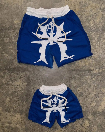 Unisex Gym Shorts Embroidered Gothic Grunge
