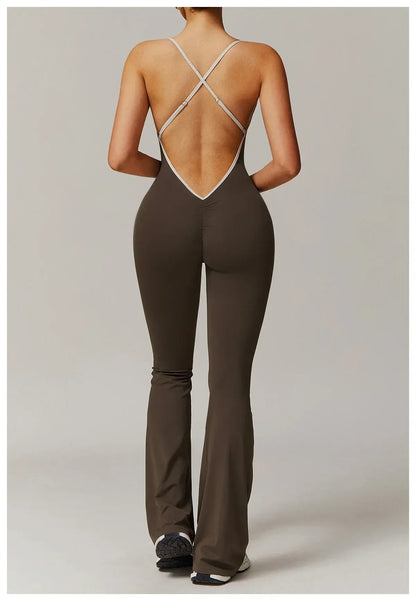 V Jumpsuit Gym Set Women Training Yoga Suit (Victorious Io Ignite Leggings)