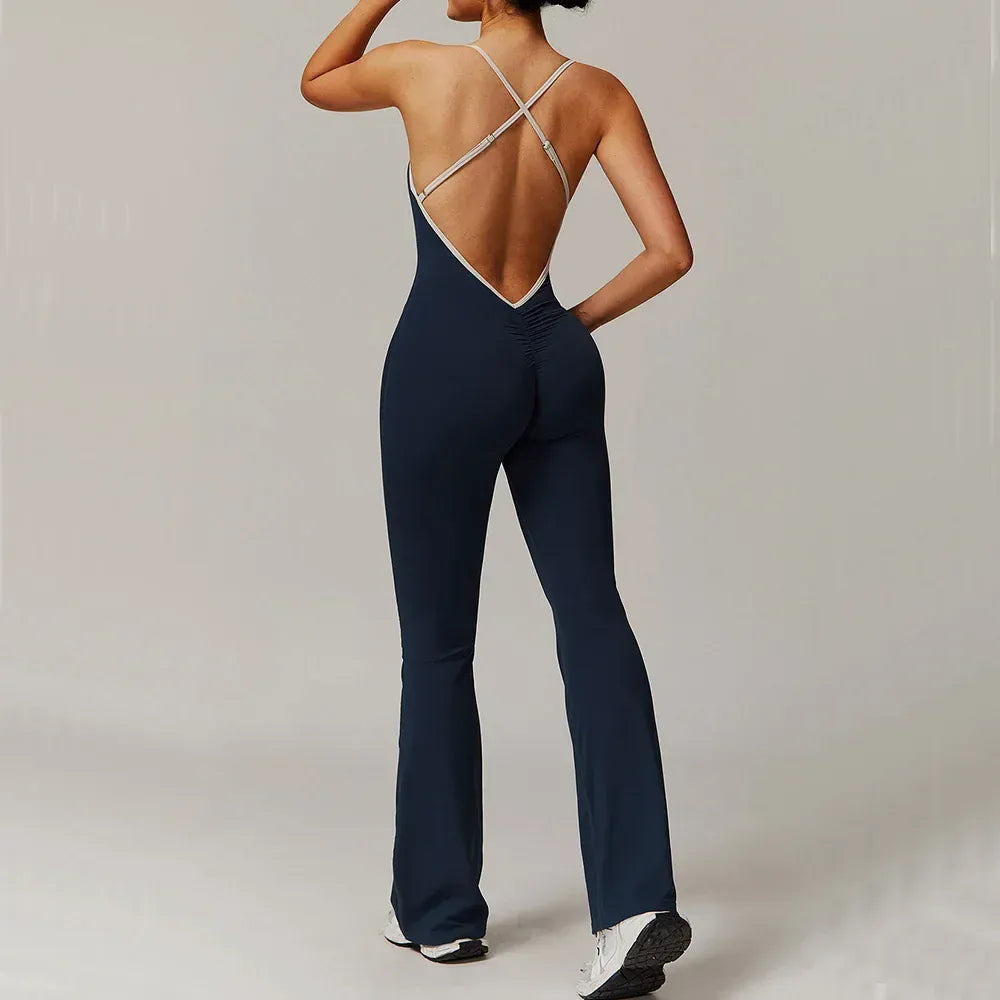 V Jumpsuit Gym Set Women Training Yoga Suit (Victorious Io Ignite Leggings)