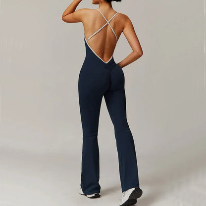 V Jumpsuit Gym Set Women Training Yoga Suit (Victorious Io Ignite Leggings)