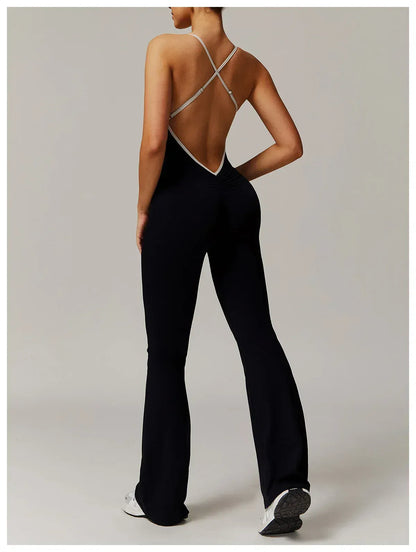 V Jumpsuit Gym Set Women Training Yoga Suit (Victorious Io Ignite Leggings)