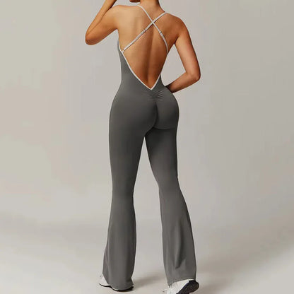 V Jumpsuit Gym Set Women Training Yoga Suit (Victorious Io Ignite Leggings)