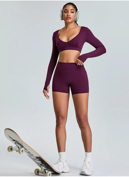V Neck Long Sleeve Yoga Shirt