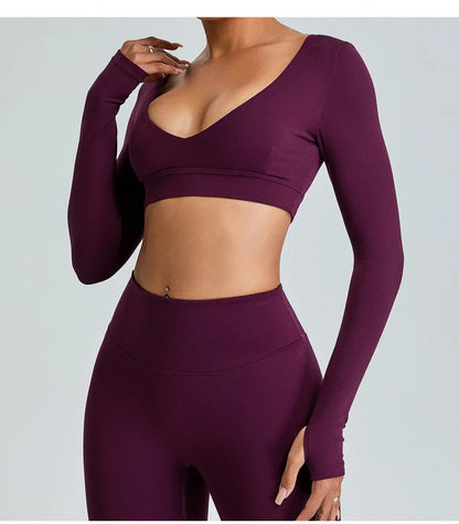 V Neck Long Sleeve Yoga Shirt