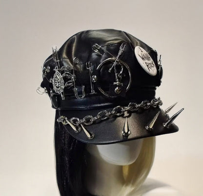 Vanta Rose Cap Gothic Punk Vegan Leather Heavy Metal Beret Hat