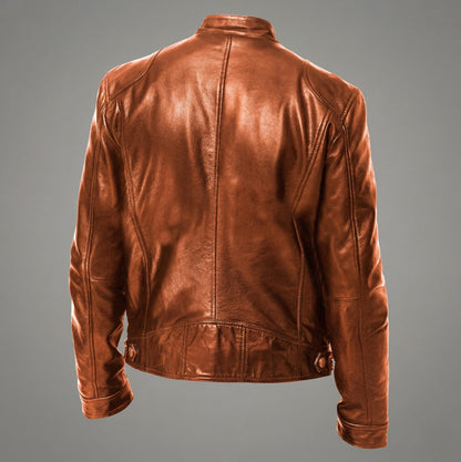 Vegan Leather Jacket Maroon/Brown/Black