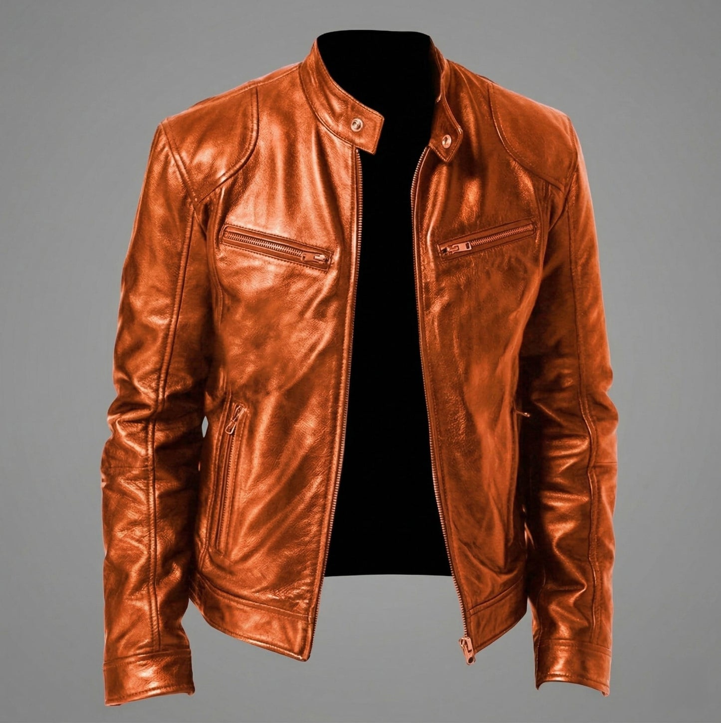 Vegan Leather Jacket Maroon/Brown/Black