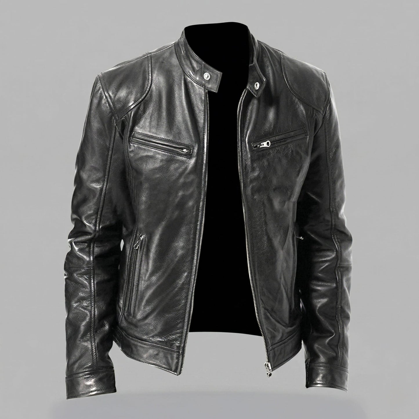 Vegan Leather Jacket Maroon/Brown/Black