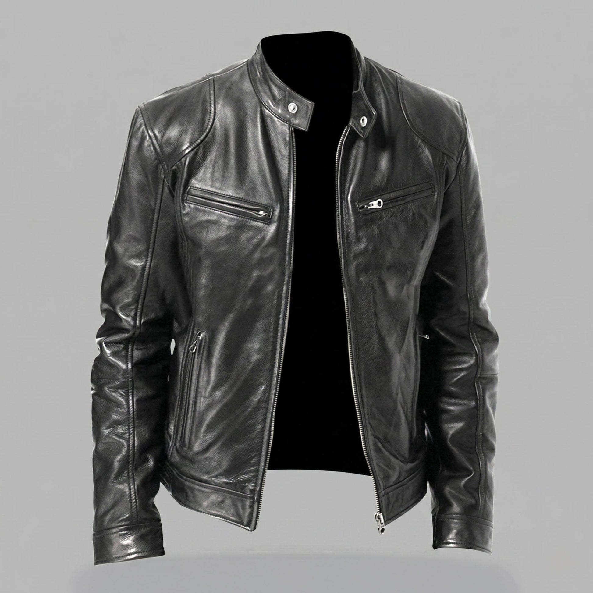 Vegan Leather Jacket Maroon/Brown/Black