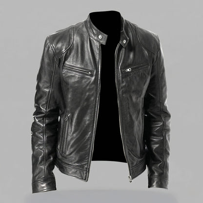 Vegan Leather Jacket Maroon/Brown/Black