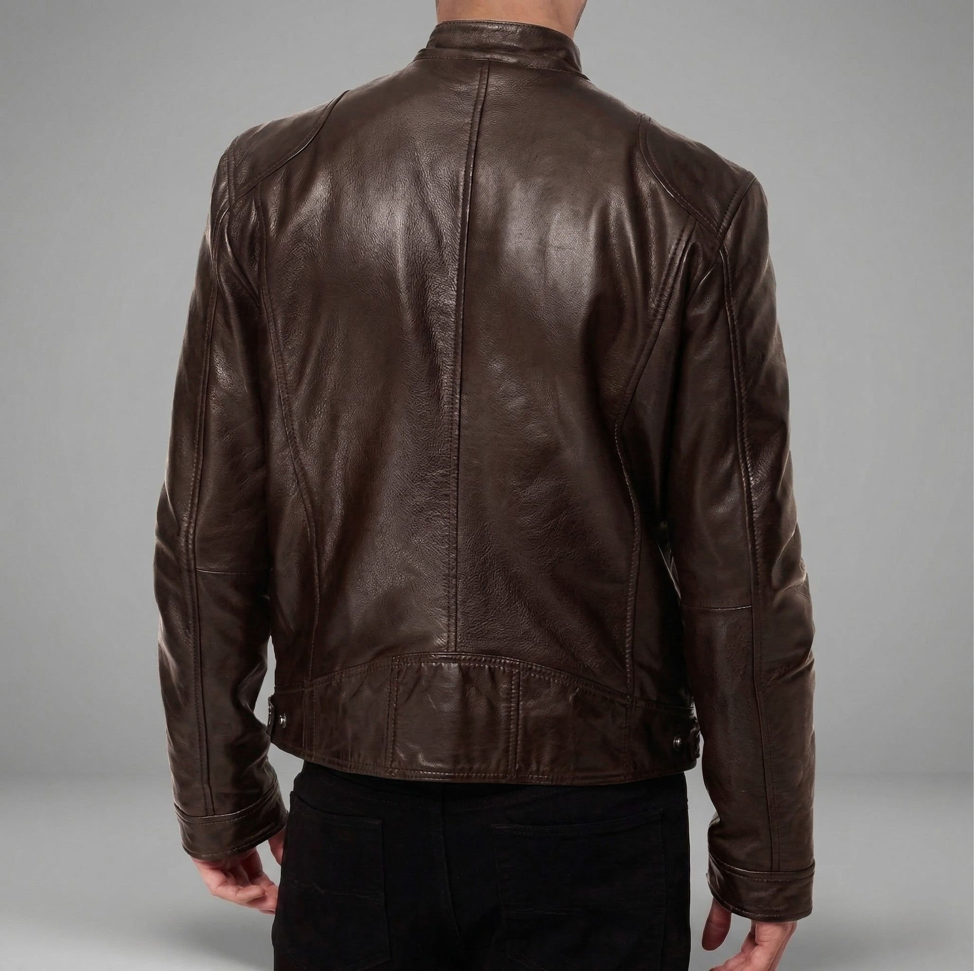 Vegan Leather Jacket Maroon/Brown/Black
