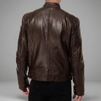 Vegan Leather Jacket Maroon/Brown/Black