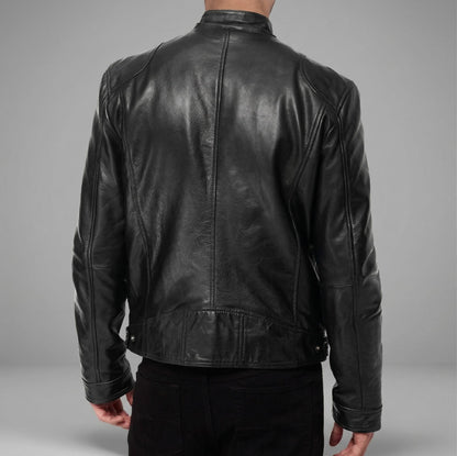 Vegan Leather Jacket Maroon/Brown/Black