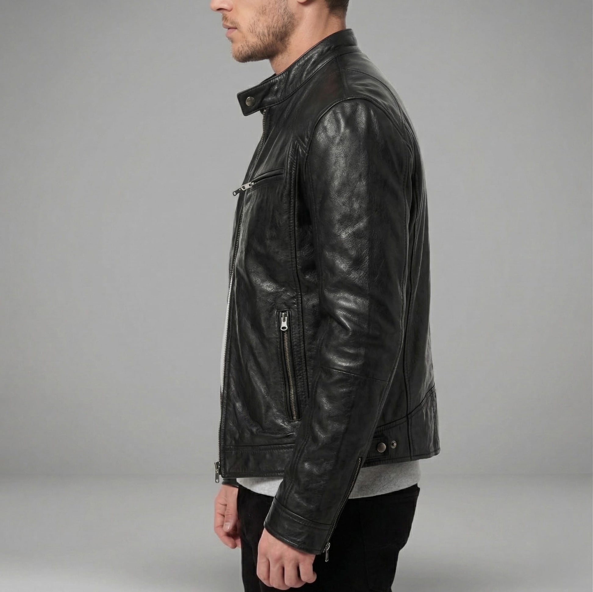 Vegan Leather Jacket Maroon/Brown/Black