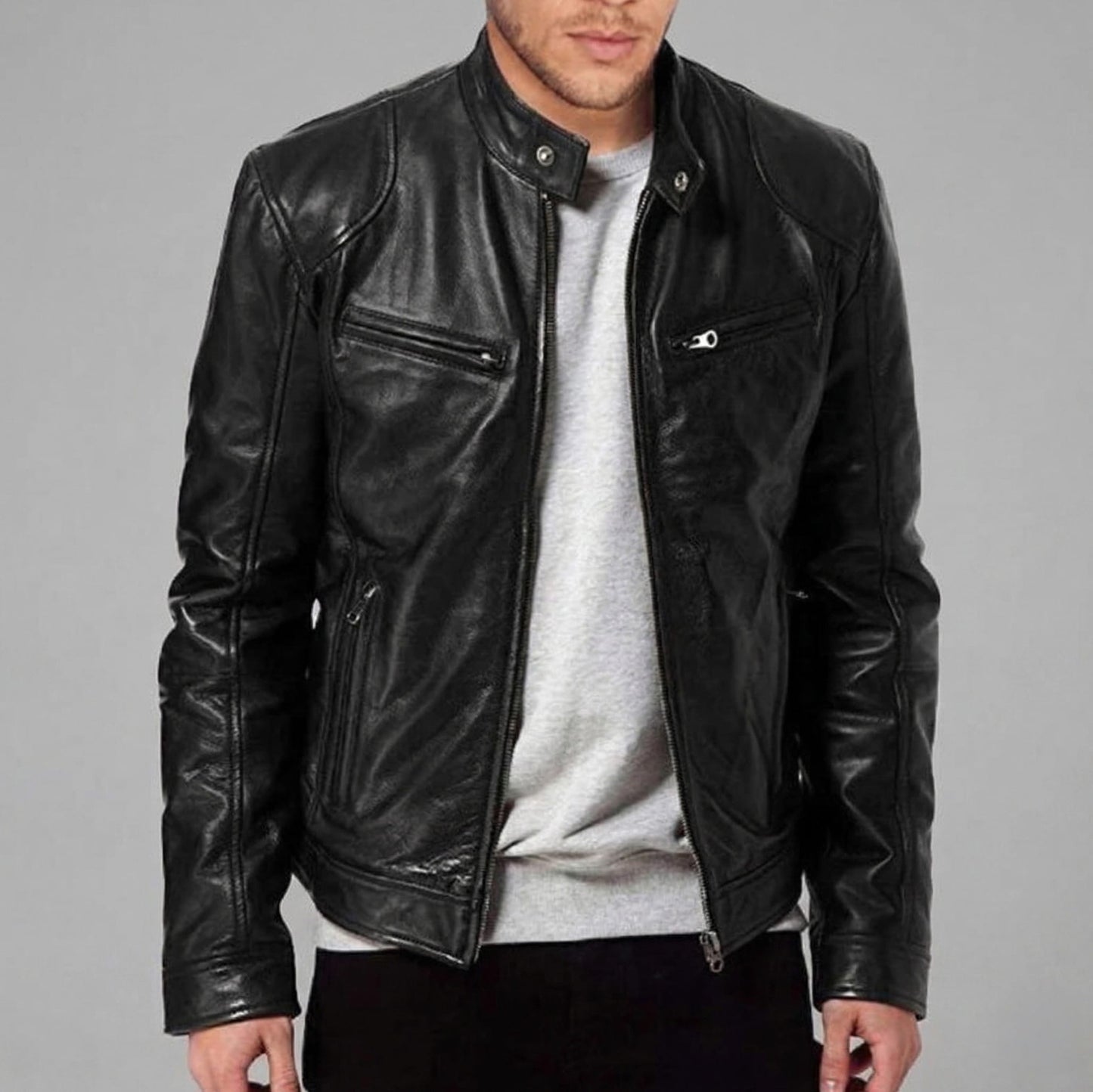Vegan Leather Jacket Maroon/Brown/Black