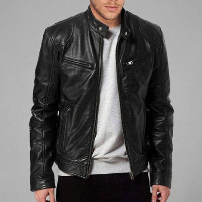 Vegan Leather Jacket Maroon/Brown/Black