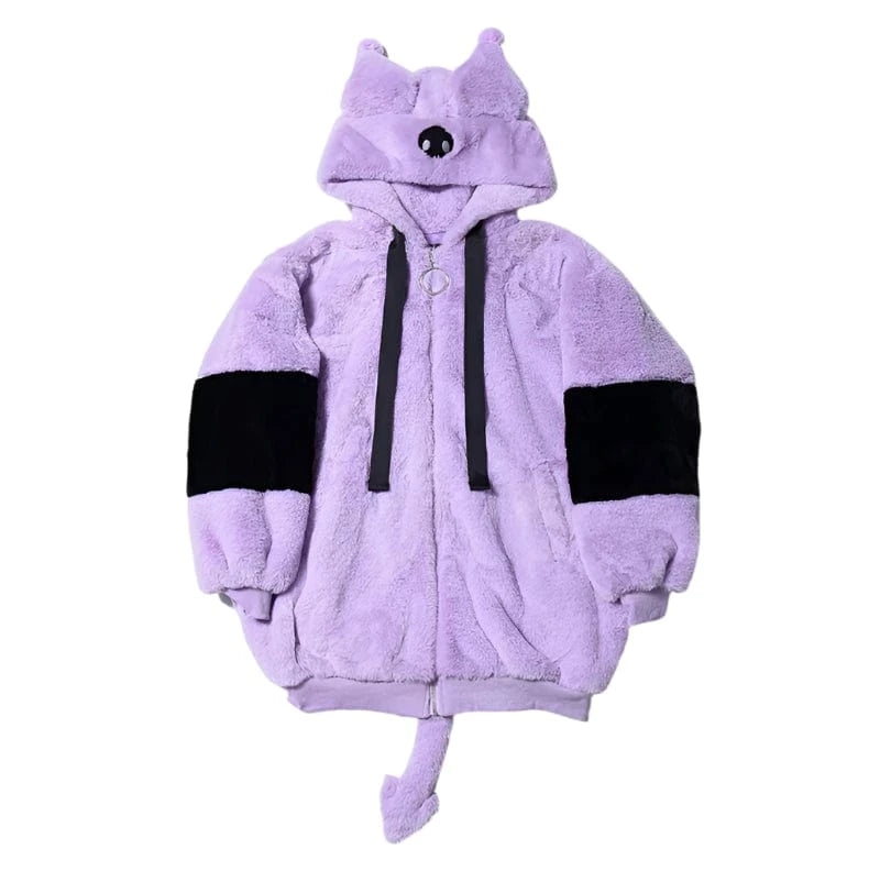 Victorious Block Faux Fur Coat Kawaii