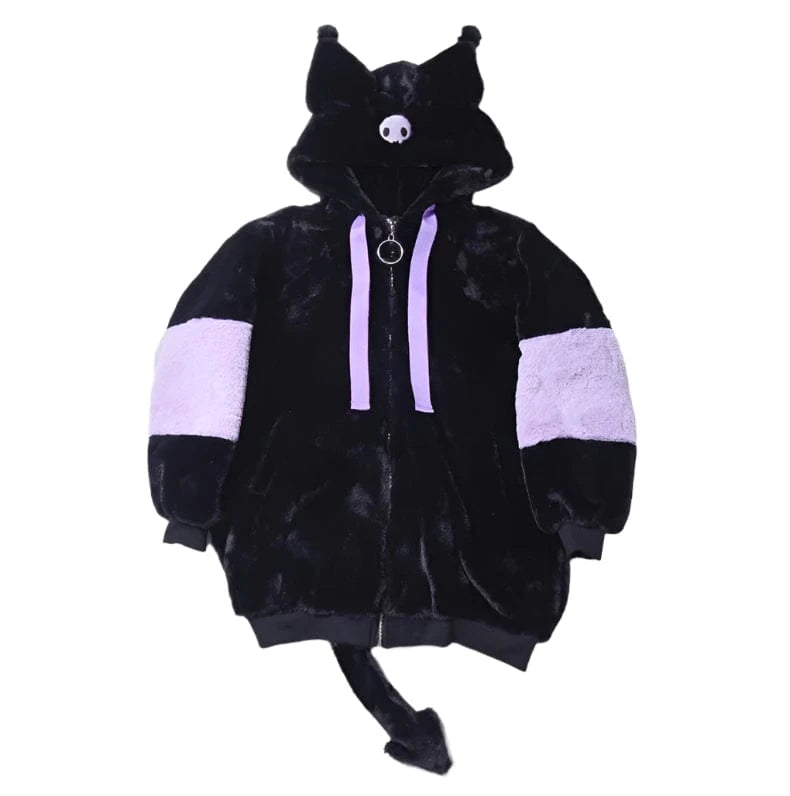 Victorious Block Faux Fur Coat Kawaii