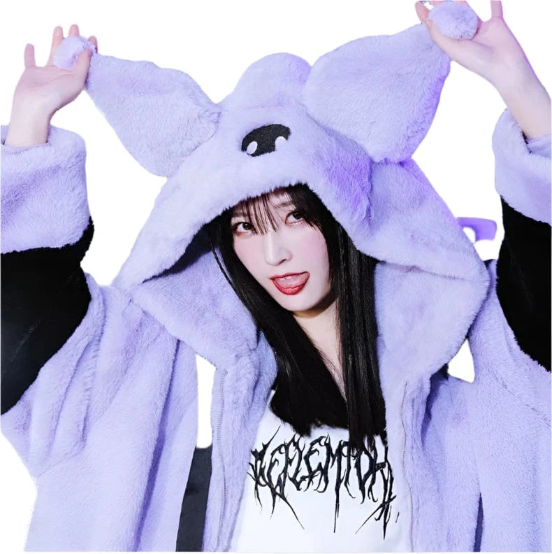 Victorious Block Faux Fur Coat Kawaii