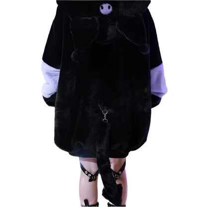 Victorious Block Faux Fur Coat Kawaii