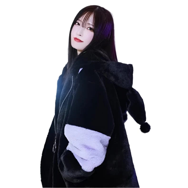 Victorious Block Faux Fur Coat Kawaii