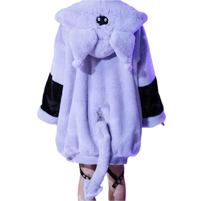 Victorious Block Faux Fur Coat Kawaii