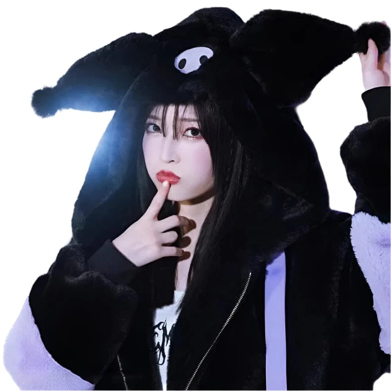 Victorious Block Faux Fur Coat Kawaii