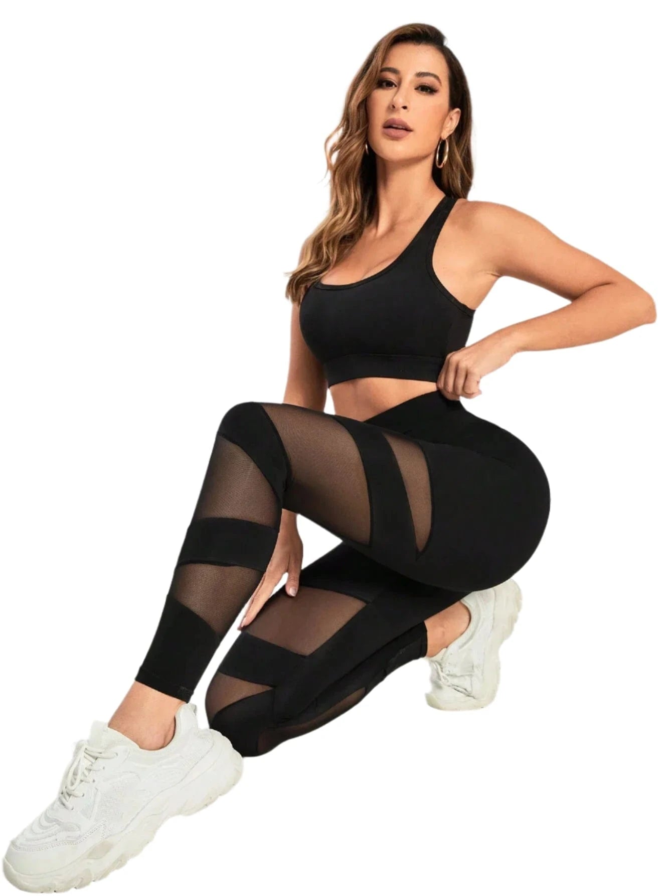 Victorious Meteor Mesh Wideband Waist Sports Leggings