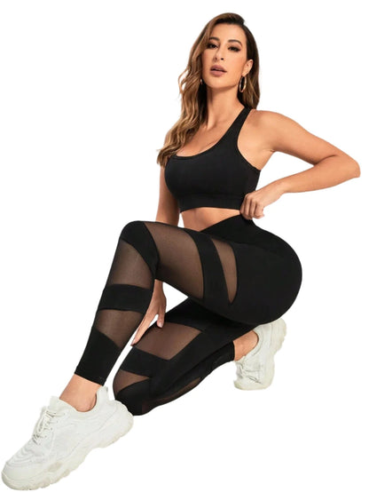 Victorious Meteor Mesh Wideband Waist Sports Leggings