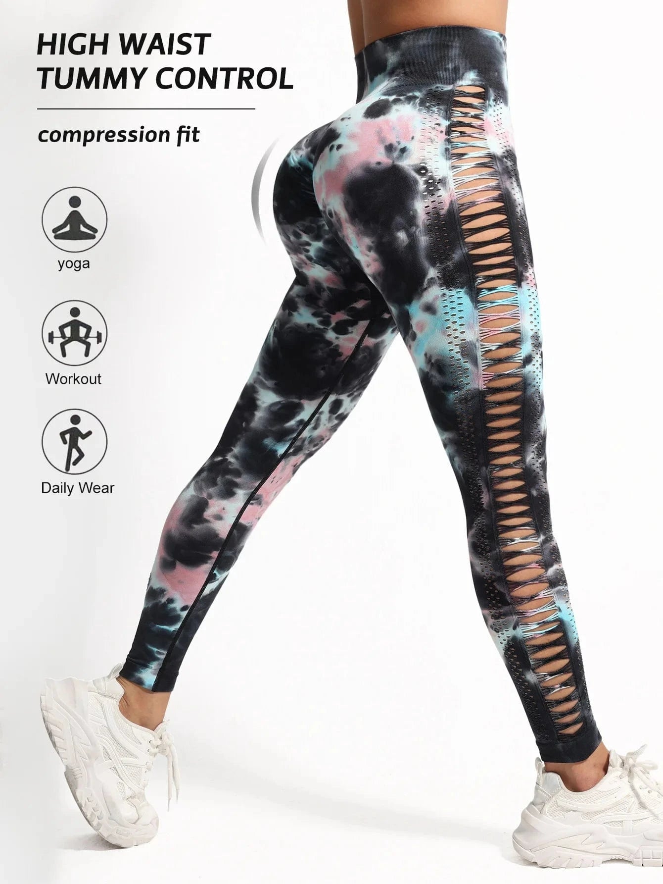Victorious Nebula Swirl Tie Dye Seamless Women Leggings High Waist