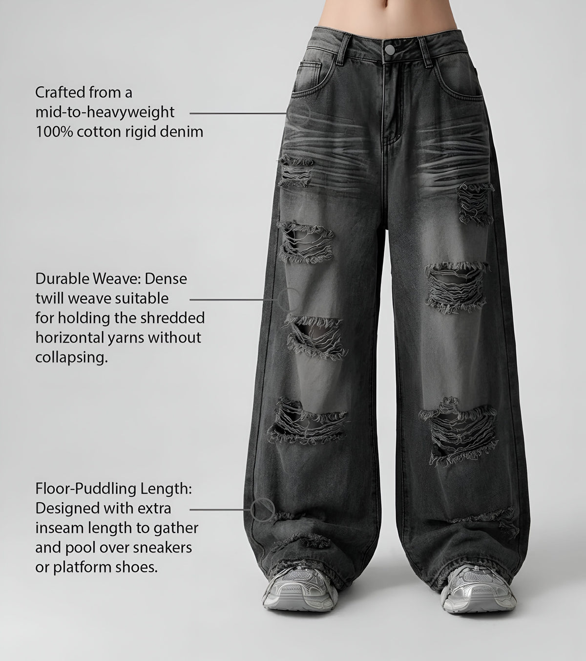 Vintage Trend Ripped Jeans / White Washed Jeans