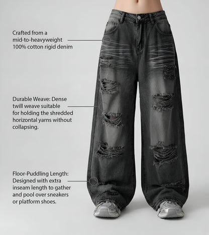 Vintage Trend Ripped Jeans / White Washed Jeans