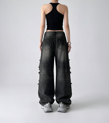 Vintage Trend Ripped Jeans / White Washed Jeans