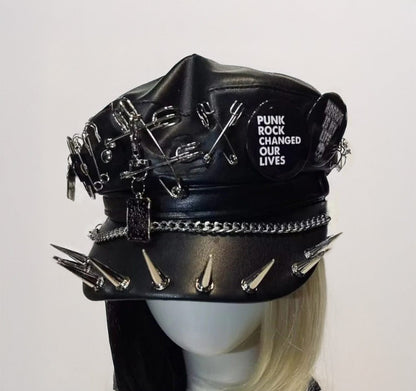 Void Requiem Cap Gothic Punk Vegan Leather Heavy Metal Beret Hat